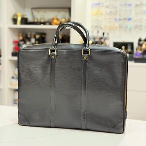 Louis Vuitton Epi Porte Documents Voyage Business Bag Black M 54472 Auth